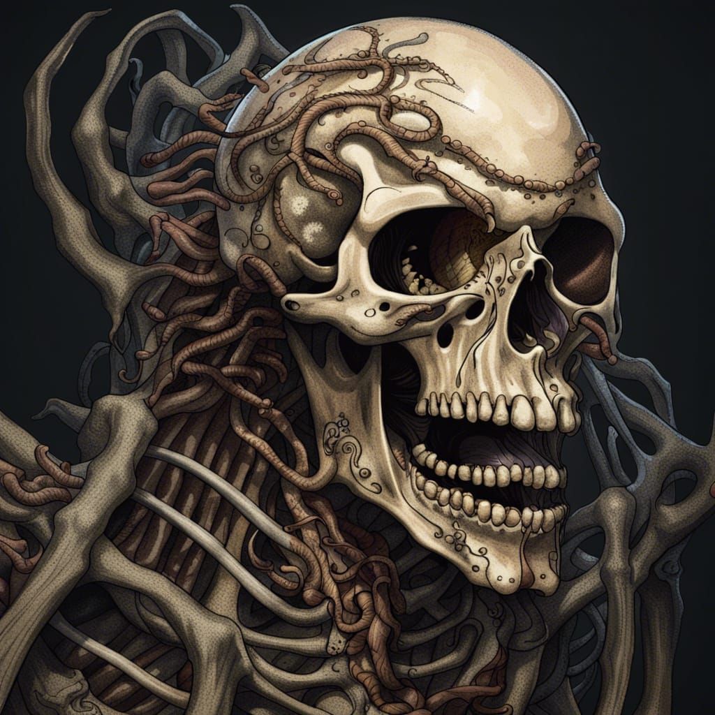 Tentacled Skeleton in Dark Fantasy Style