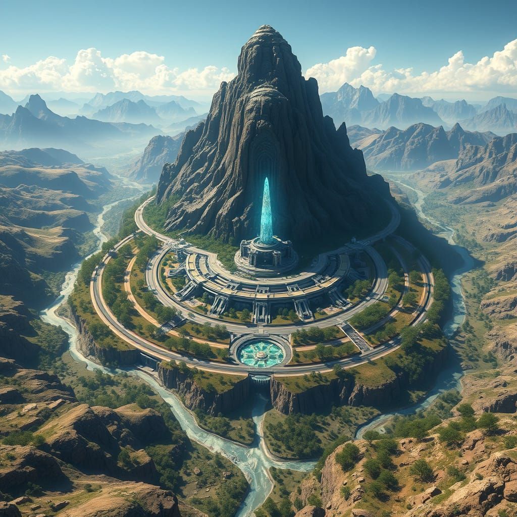 Ancient Atlantean Valley Civilization in Photorealistic Styl...