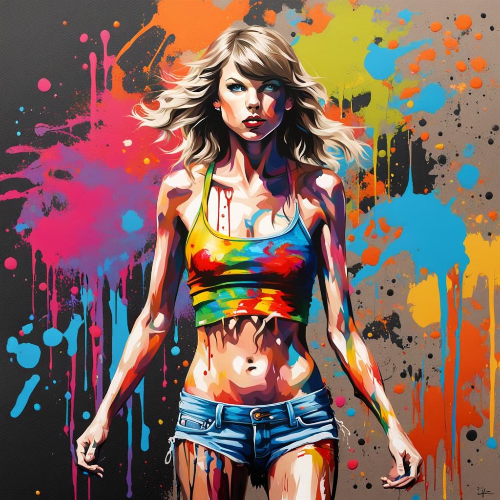 Colorful Beach Graffiti Art of a Woman