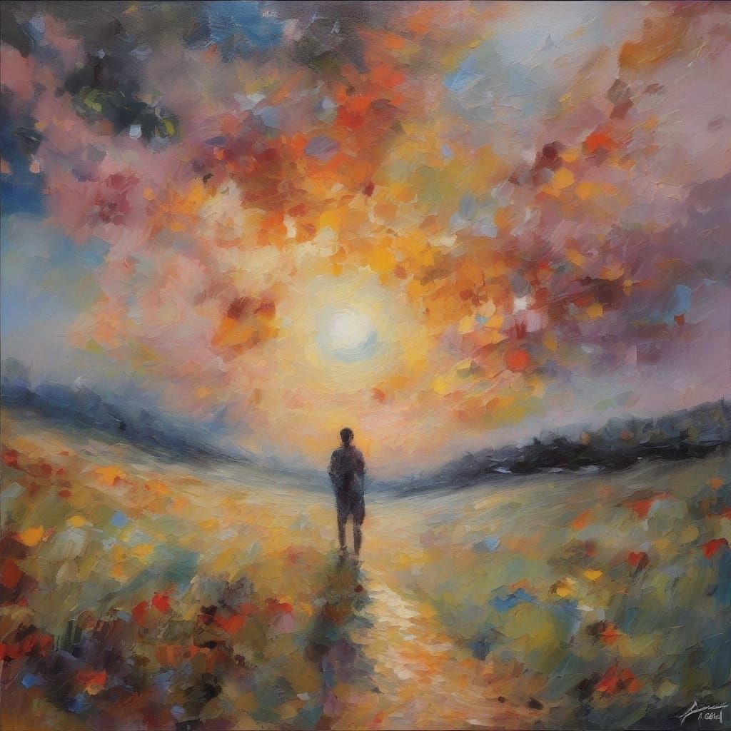 Surrealist Astronomer Under a Vibrant Celestial Canvas