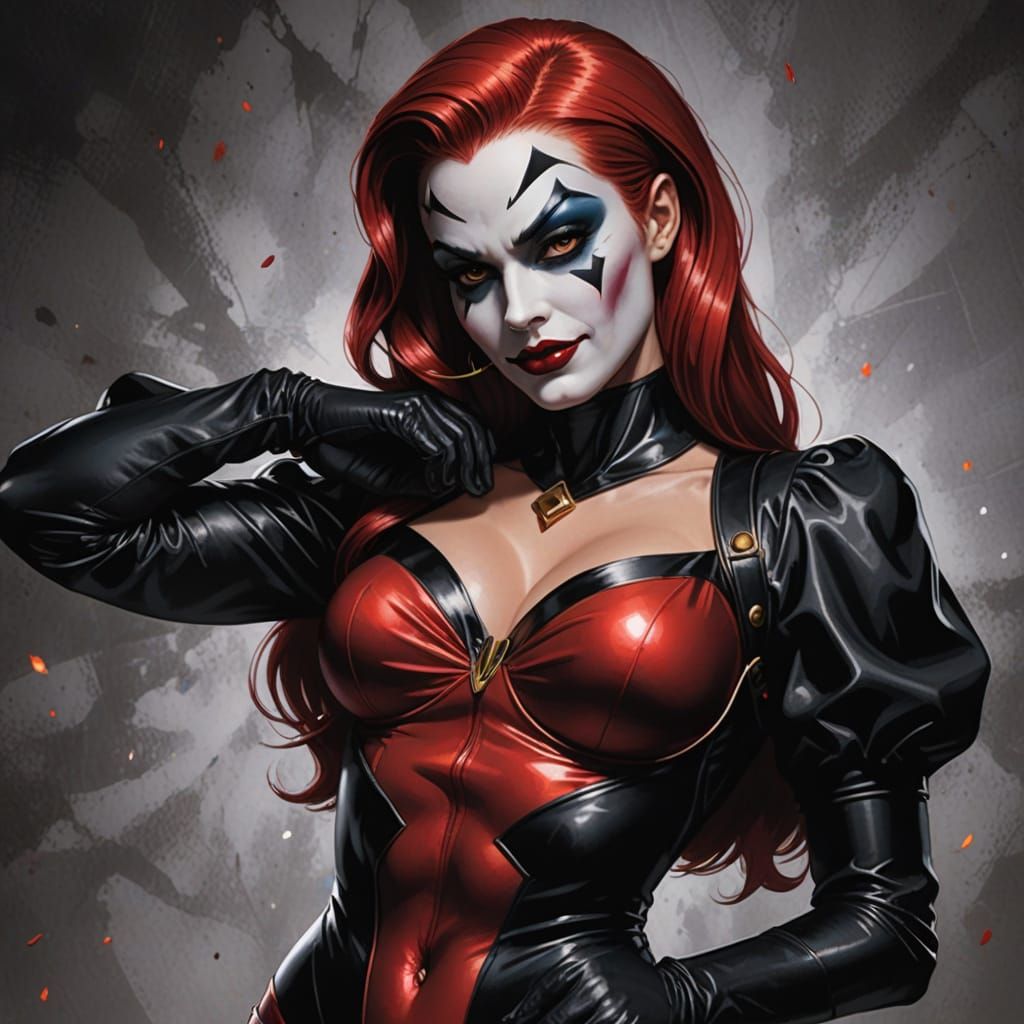 Harlequin's Mischief in DC Comic Book Style