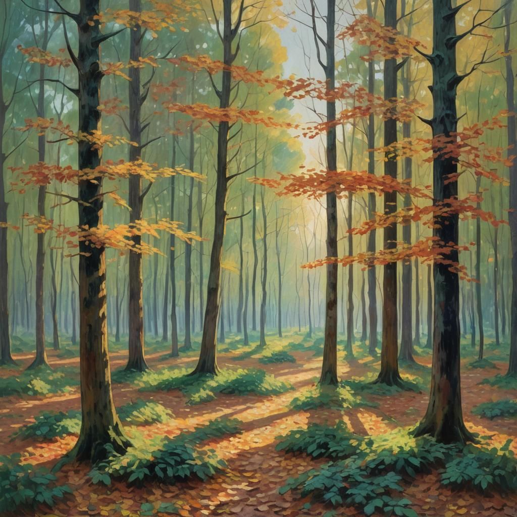 Impressionistic Forest in Autumnal Colors