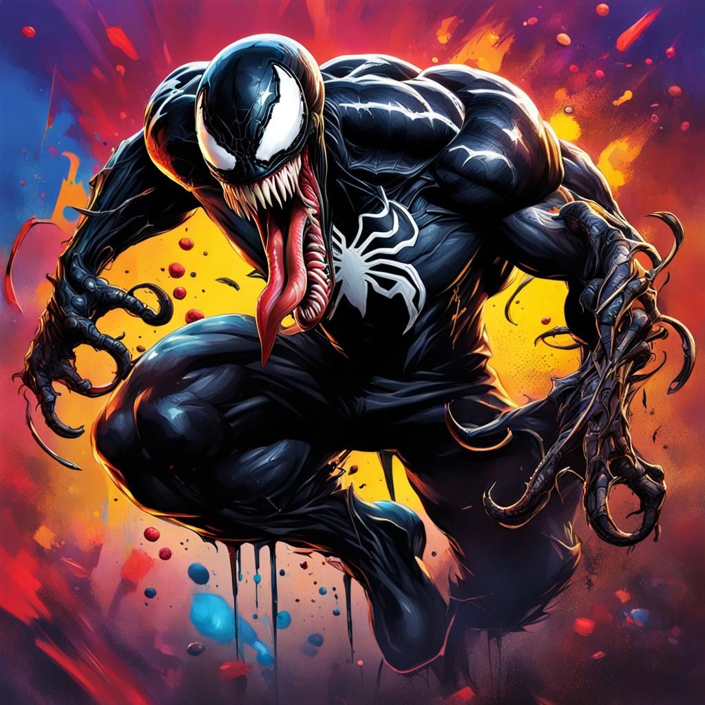 Hyperrealistic Venom Splash Art from Marvel Movie