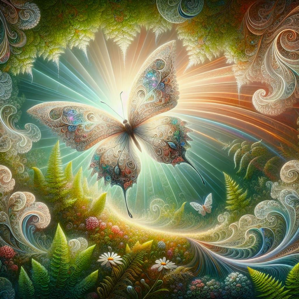 Ethereal Butterfly in Whimsical, Romanticism-Inspired Art