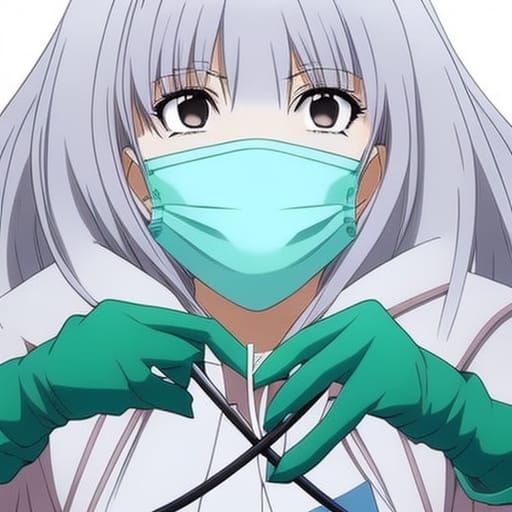 Anime Style Old Female Dentist with Mask