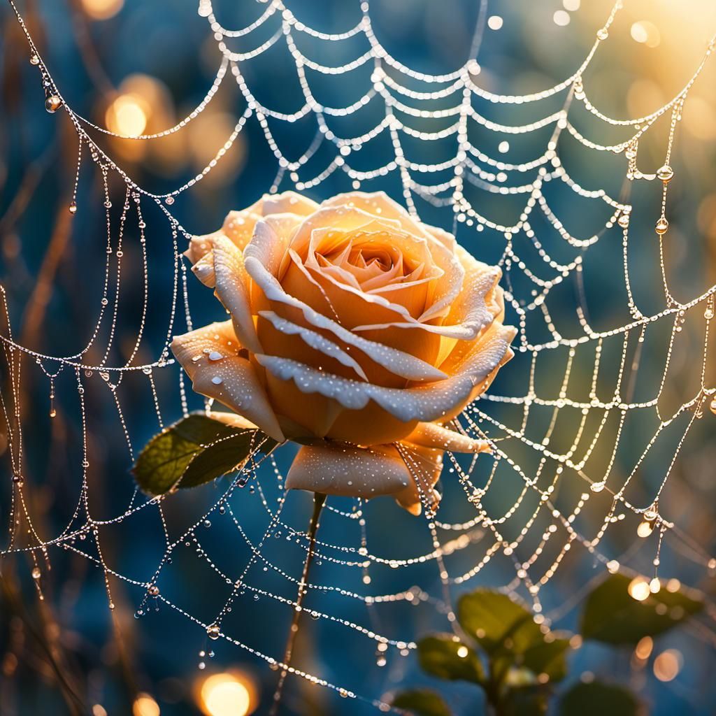Dew-Kissed Spiderweb: Fantasy Macro Concept Art