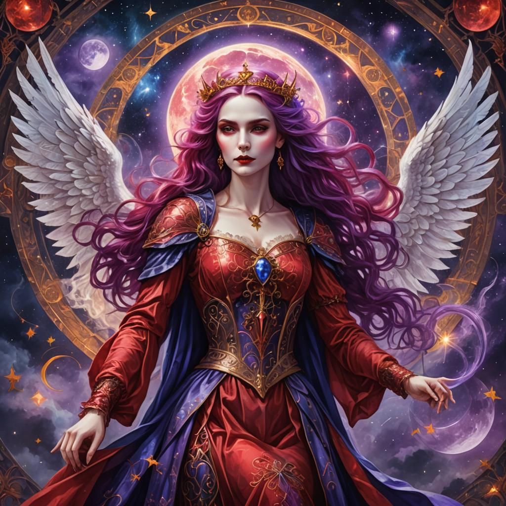Angel Vampire Queen in Flight, Astral Illustration