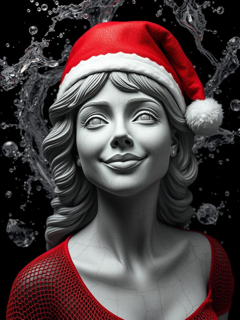 Serene Statue Embodied in Frenetic Flames