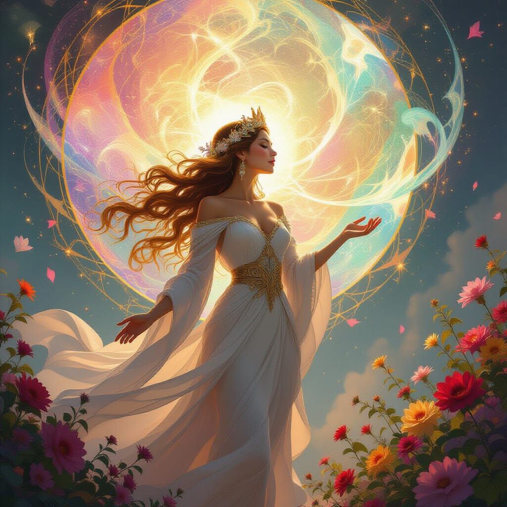 Goddess of Life Creates World with Song in Concept Art Style