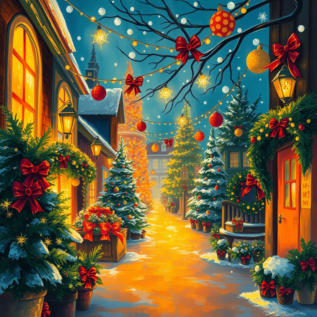 Impressionistic Holiday Scene in Golden Light