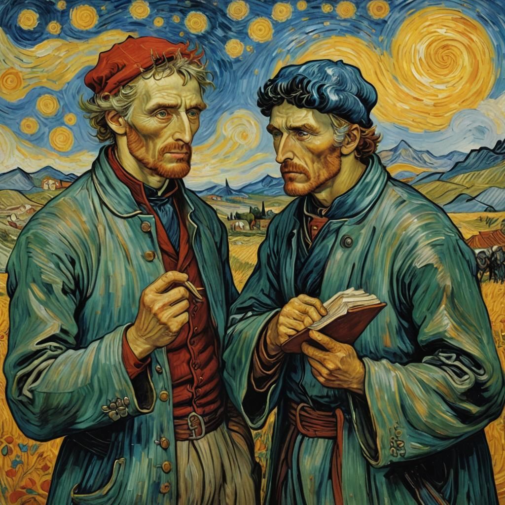 Dante and Virgil in Van Gogh Style Painting