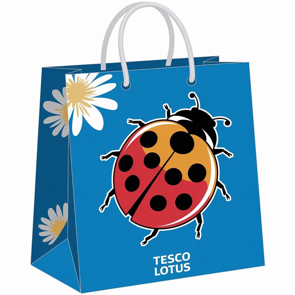 Anime Shopping Bag with Ladybug and Tesco Lotus Text