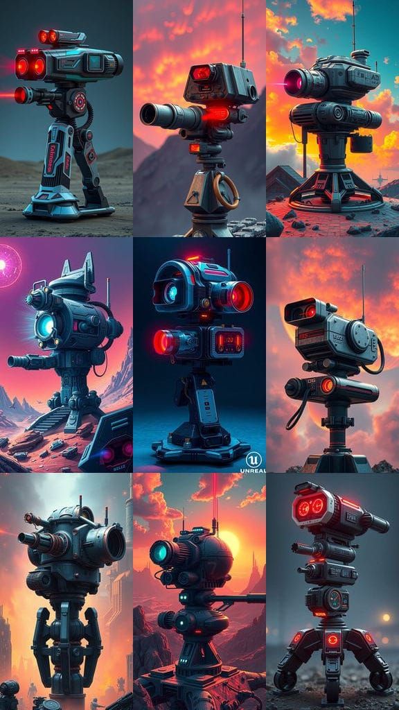 Hi-Tech Laser Turret with Scanner in Detailed Digital Art