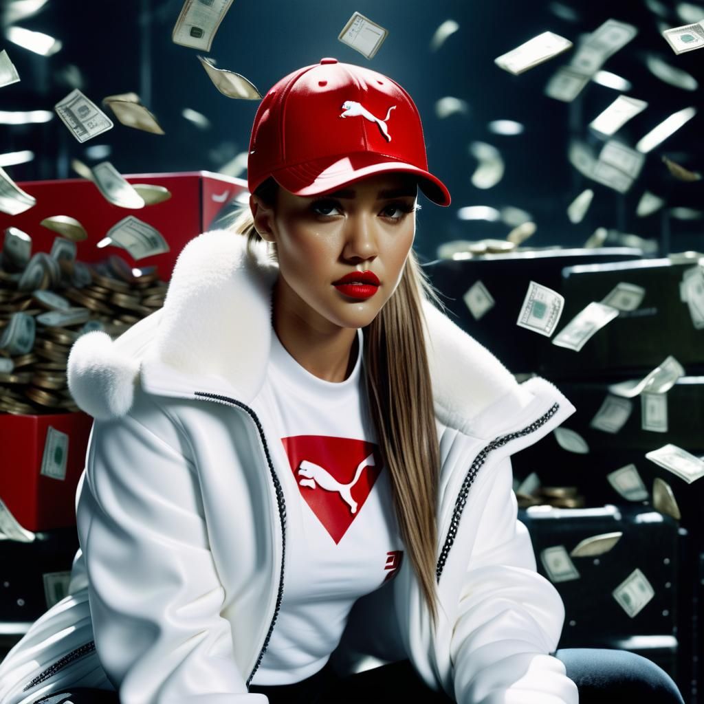 Cinematic Portrait of Woman with Jewels and Red Cap