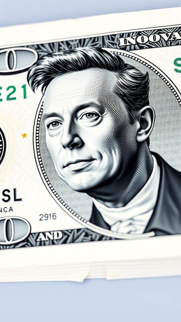 Elon Musk on a Hundred Dollar Bill Portrait