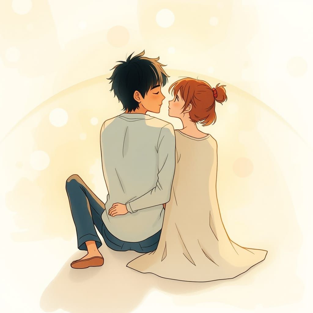 Intimate Moment of Connection in Whimsical Lighting