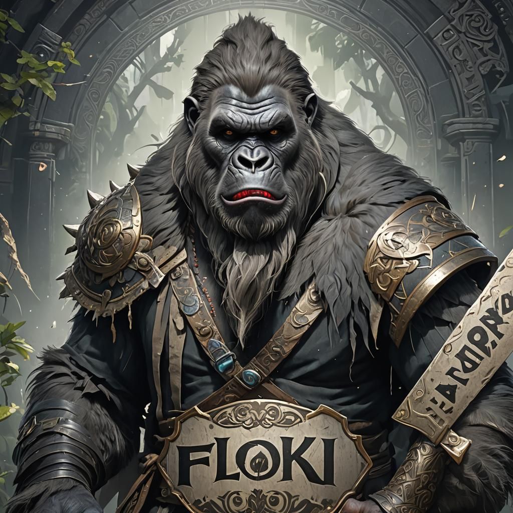 Detailed Portrait of Silverback Holding Sign