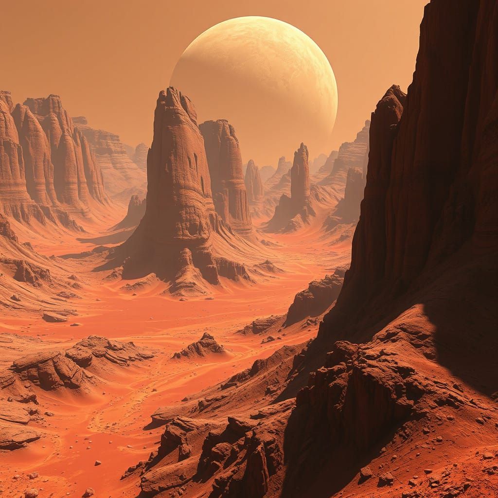 Red Planet Odyssey in Sci-Fi Concept Art Style