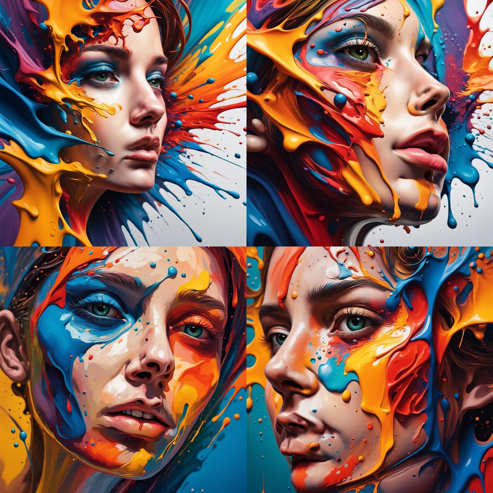 Hyperrealistic Abstract Art with Complementary Colors