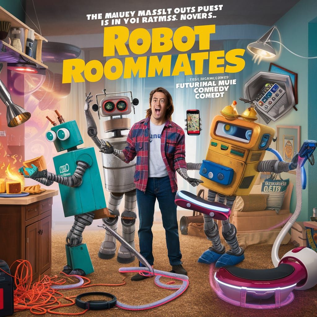 Robot Roommates: Humorous Movie Poster