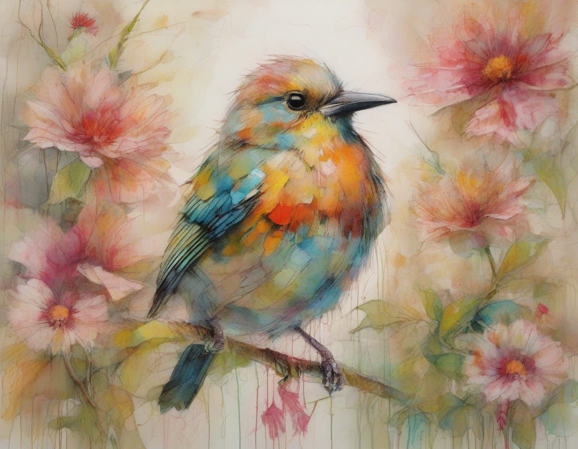 Whimsical Cottage Garden Scene in Hyperrealistic Style