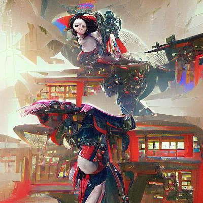 Futuristic Mecha Geisha Digital Art