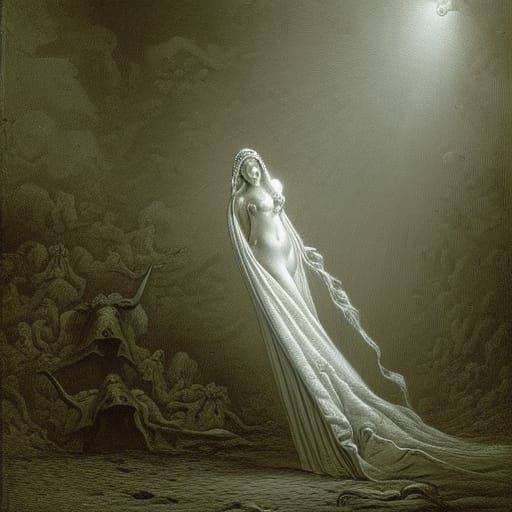 Horror Blasphemous Womb in Engraving Style