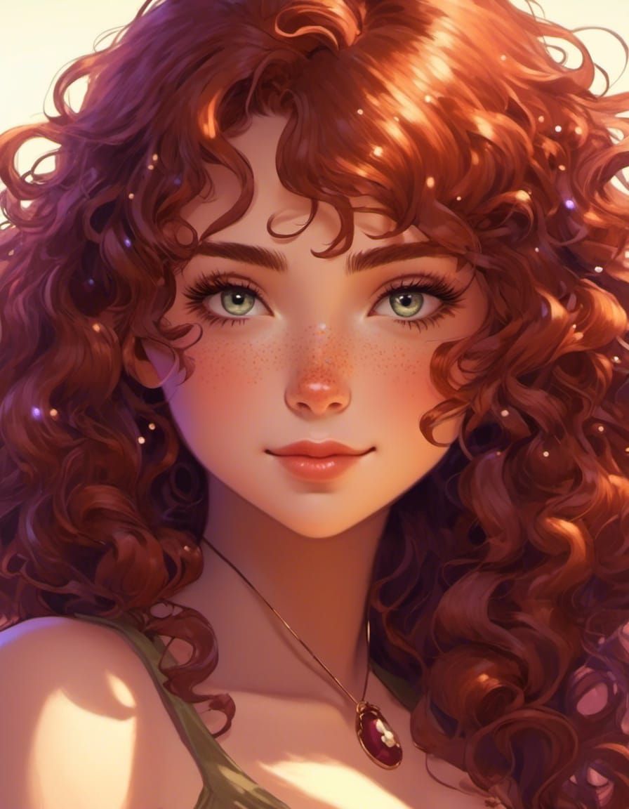 Curvy Freckled Woman with Chestnut Hair