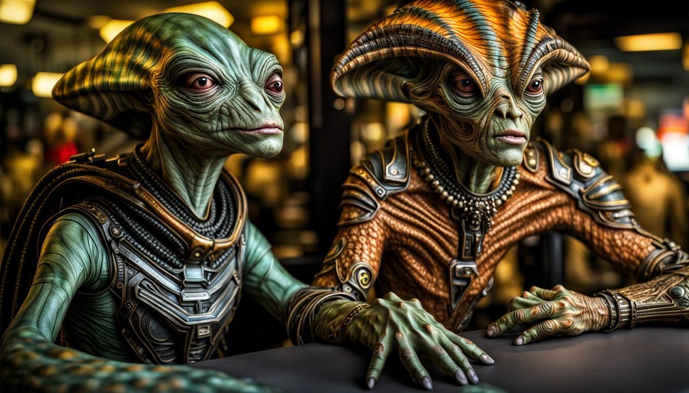 Photorealistic Aliens in Subdued Lighting: Hyperreal Photogr...