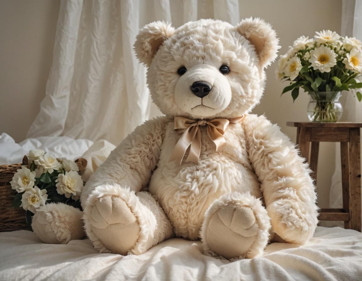(A very large white steif Teddy Bear the most lovable face e...