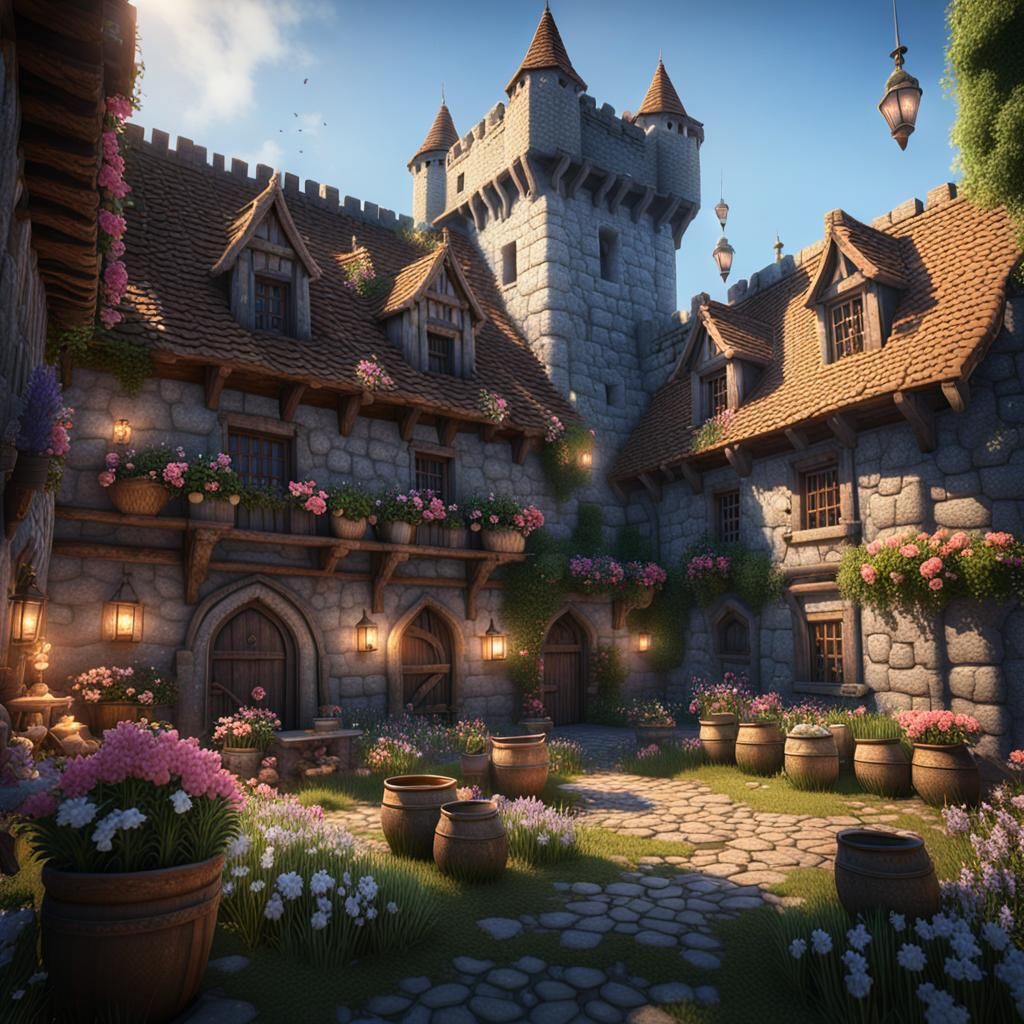 Medieval Castle Across Time in 3D Game Style