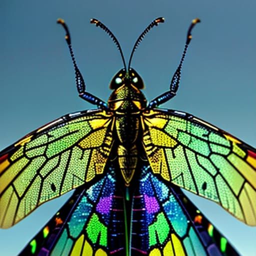 Locust in Flight: Macro Photography with Iridescent Wings