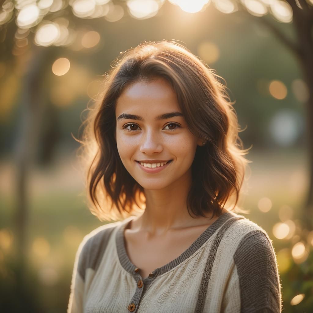 Romantic Portrait in Golden Hour Light