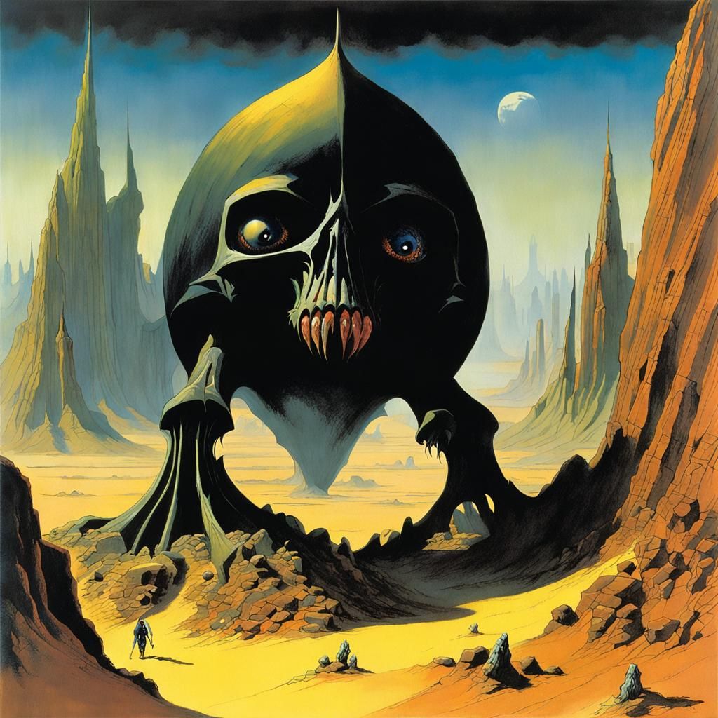 Grimdark Landscape in Roger Dean Style