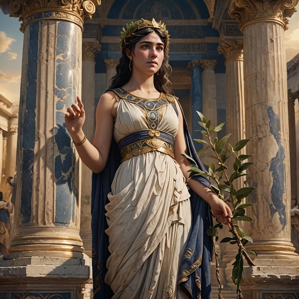Greek Goddess Hestia in Grand Temple: Fantasy Art