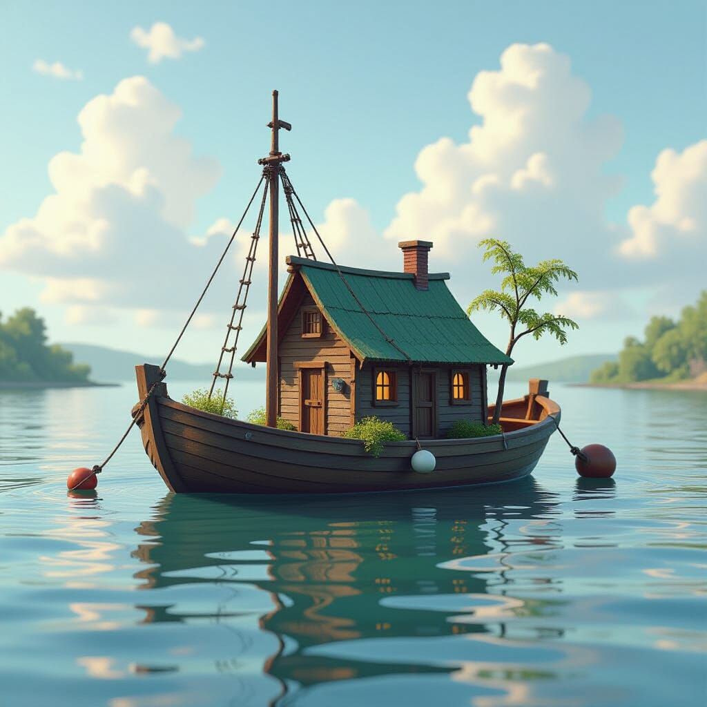 Serene Miniature Landscapes Floating on Water