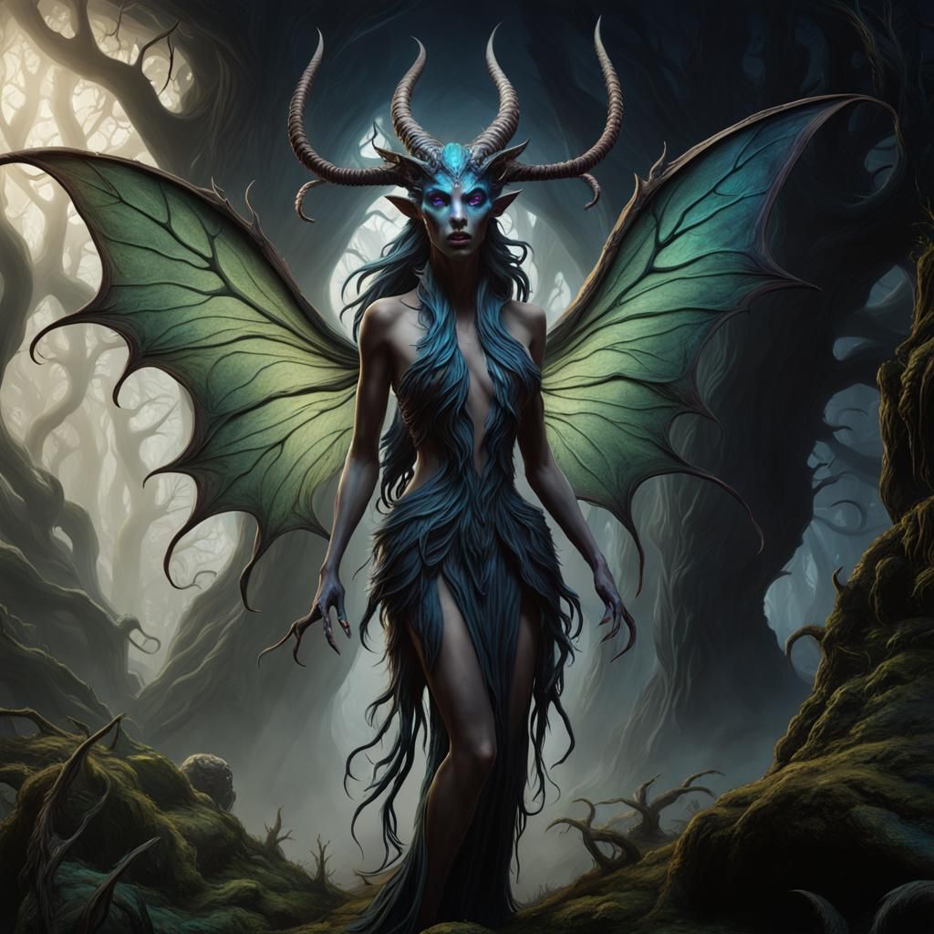 Eldritch Wendigo Fairy: Gothic Fantasy Art