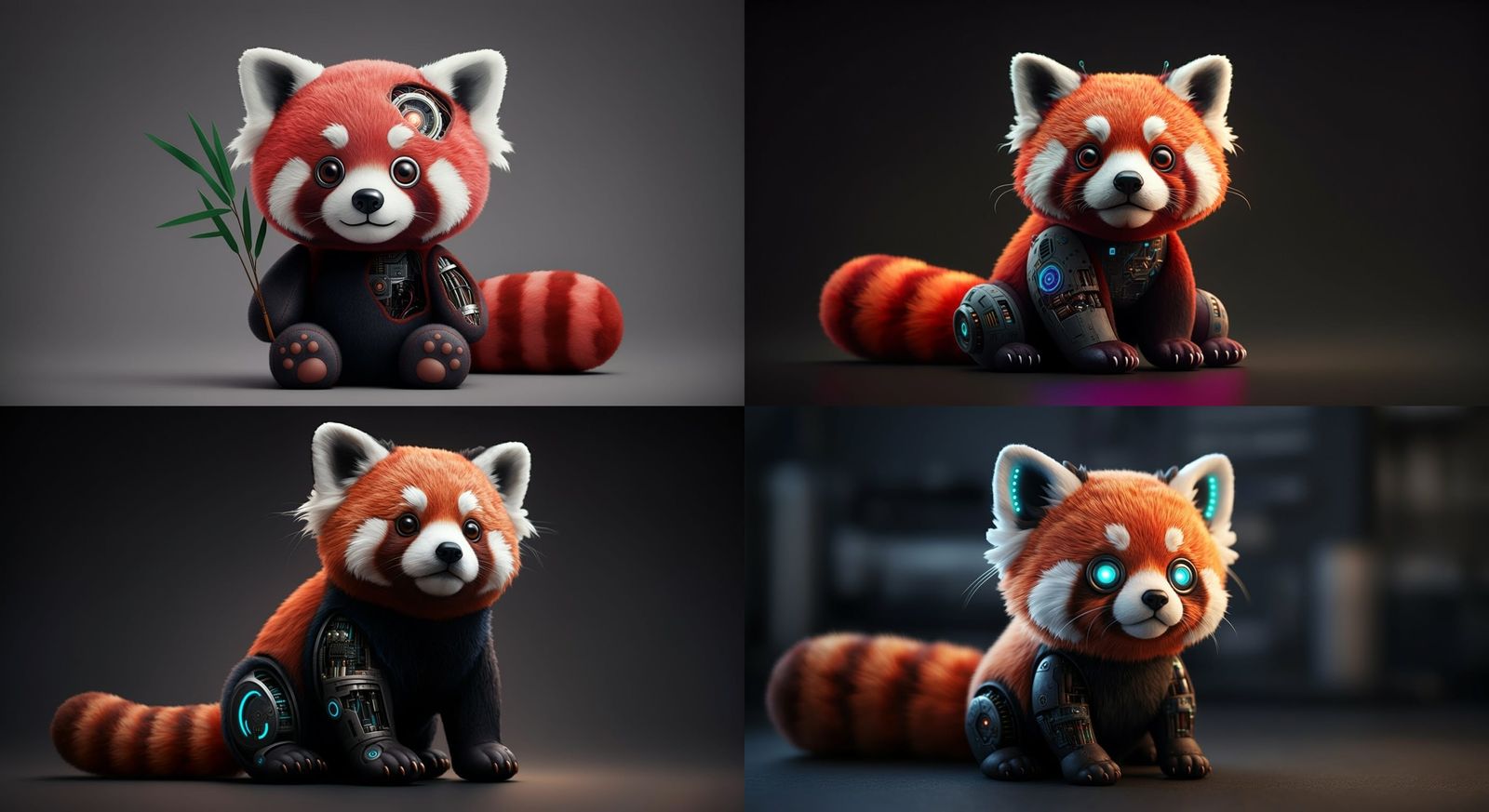 Hyperrealistic Red Panda Toy with Robotic Mechanism