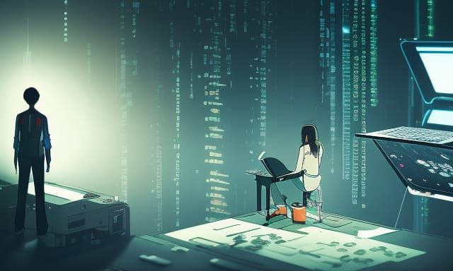 Cyberpunk Cyborgs in Digital World: Anime Key Visual