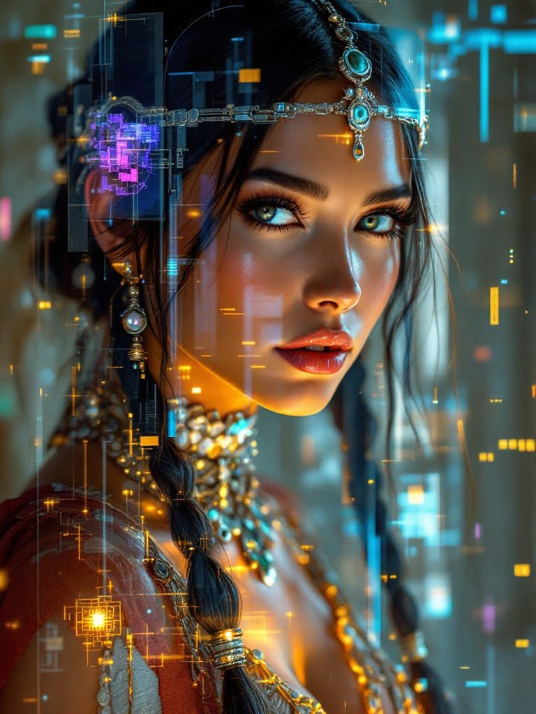 Neoclassical Hologram Pin-Up: Lakota Woman