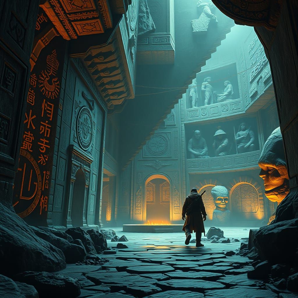 Elven Mage Finds Ancient Temple in Underground City