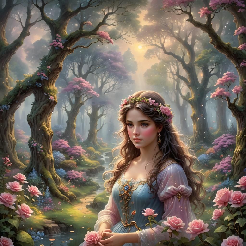 Pink Fairy in a Magical Forest, Ethereal Fantasy