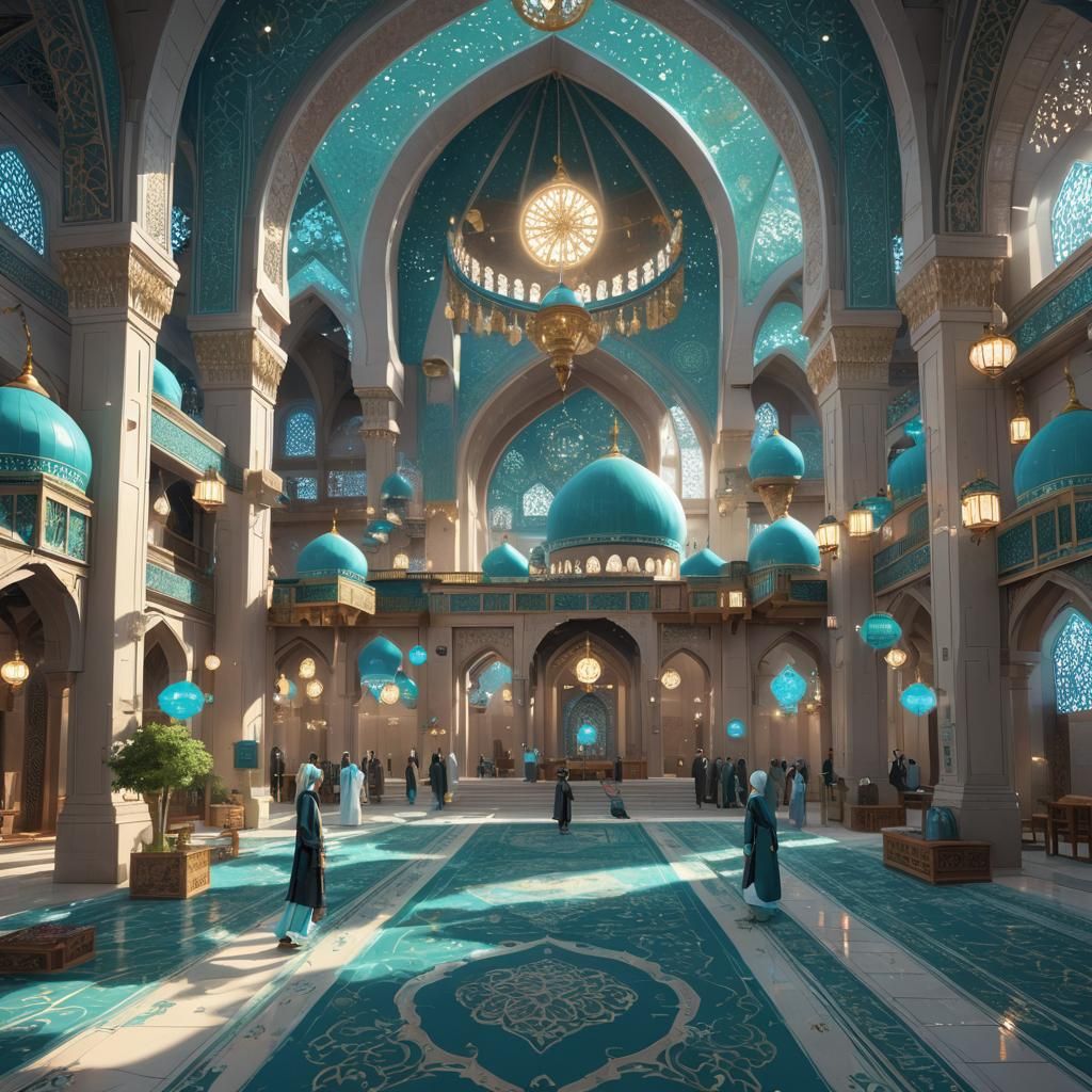 Eid Al-Fitri Masjid in Anime Solarpunk Style