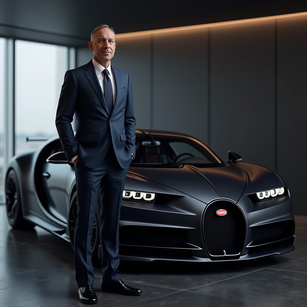 Wealthy CEO and Bugatti Chiron in Penthouse Garage