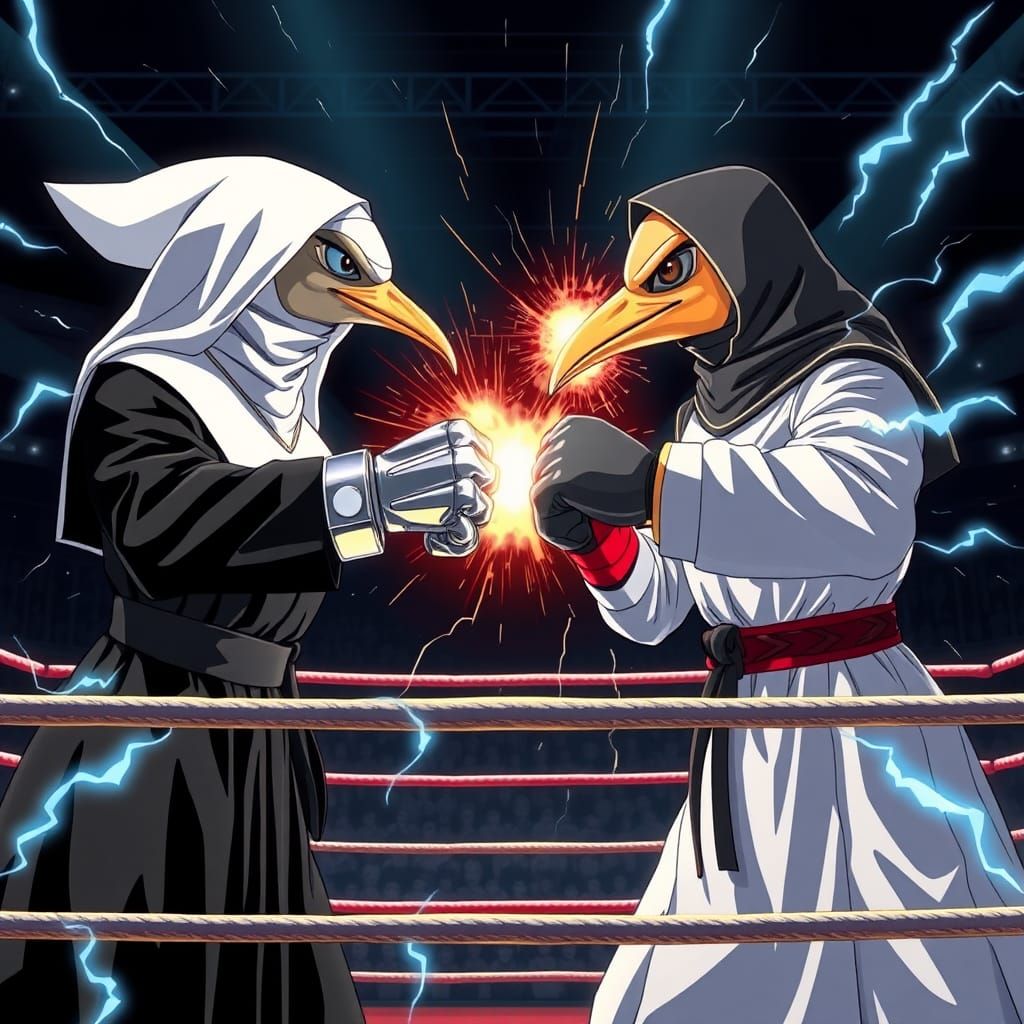 Nun vs Armored Ninja Seagull: Anime Boxing Match