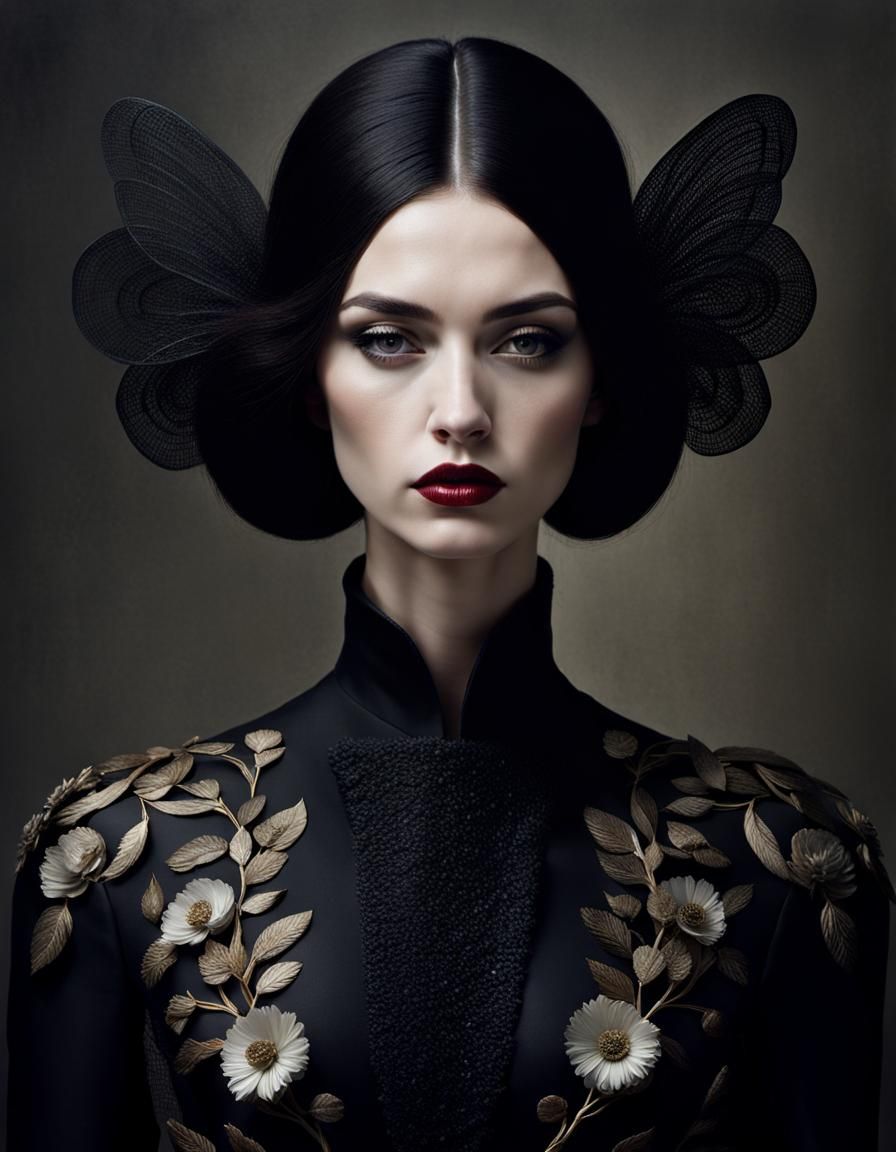 Elegant Portrait of a Woman in Surreal Mixed Media