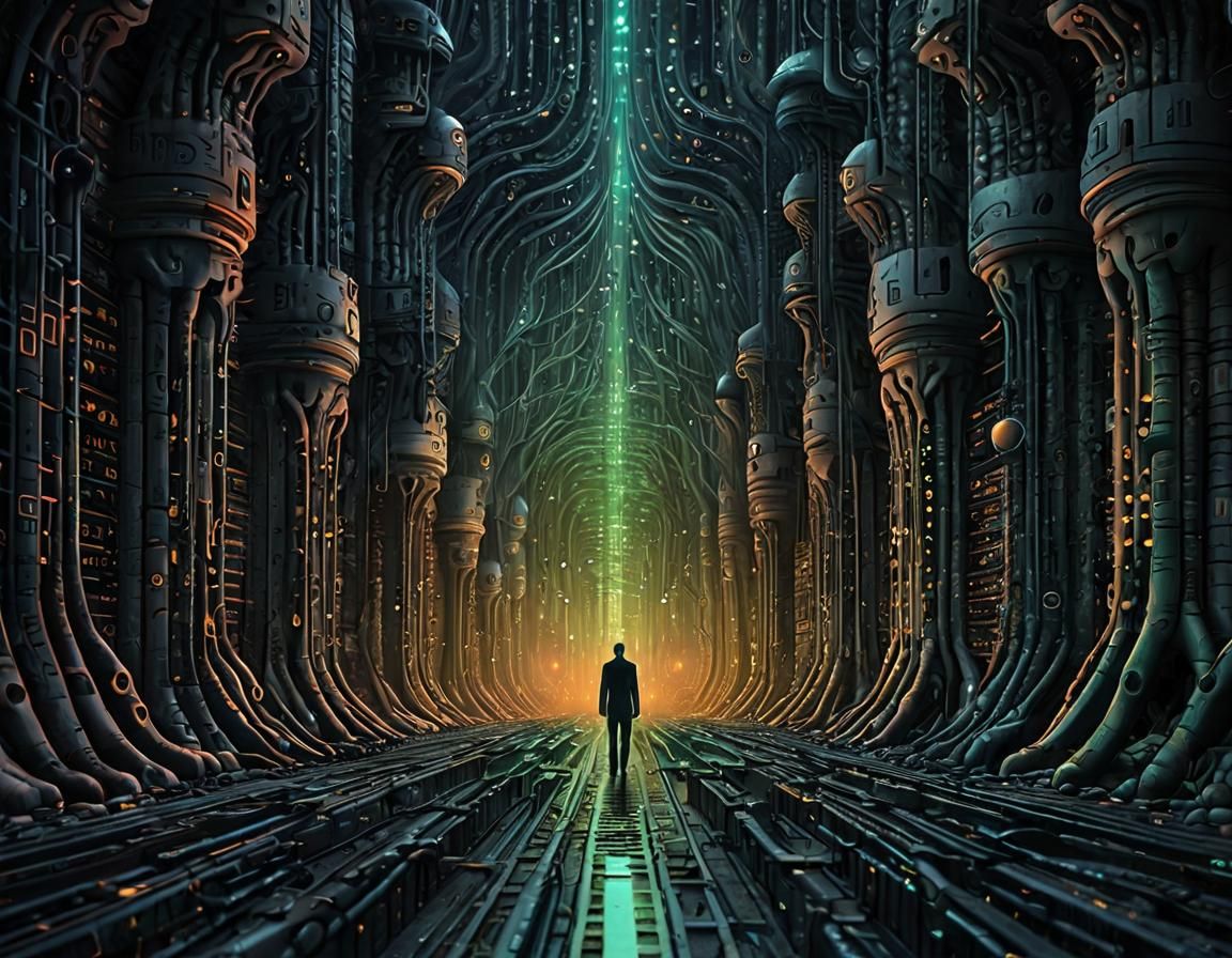 Binary Code Dream in Lovecraftian Style