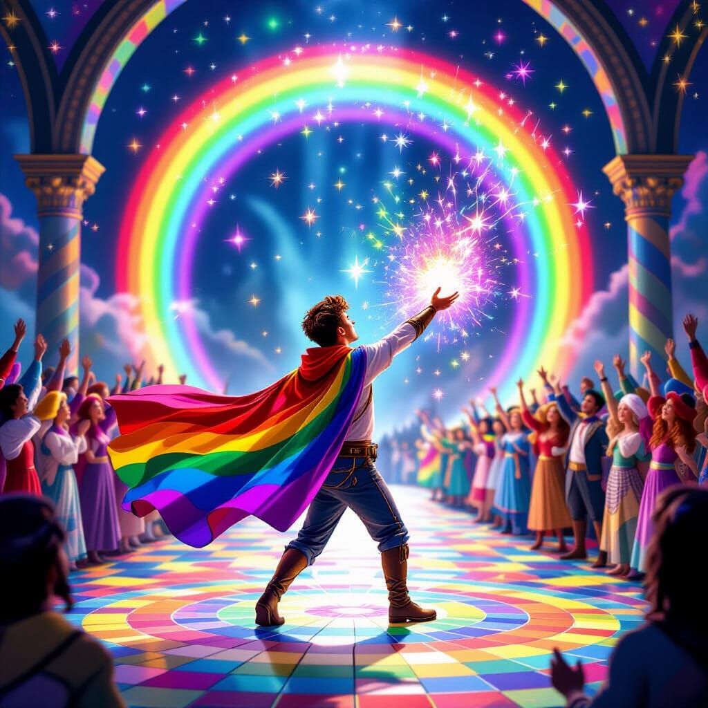Magical Realm: Young Spellcaster in Rainbow Cape
