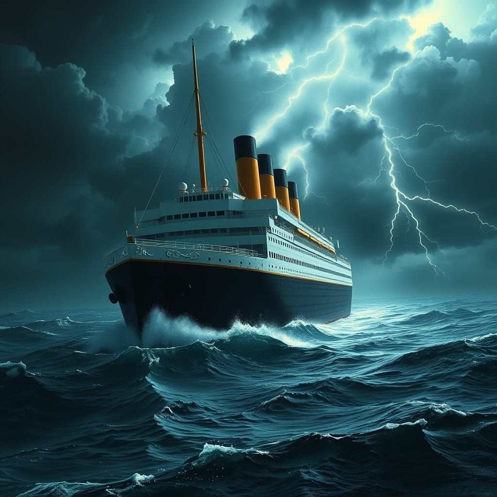 Majestic RMS Titanic Defies Fate in Stormy North Atlantic