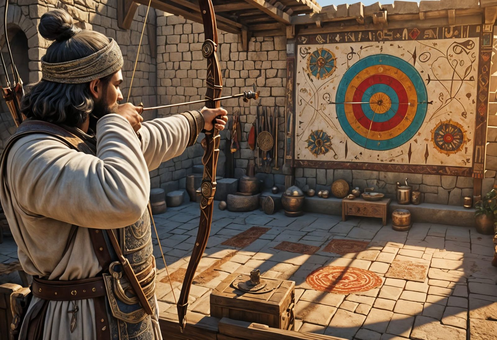 Archery Game in a Medieval Market